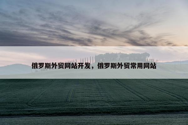 俄罗斯外贸网站开发，俄罗斯外贸常用网站