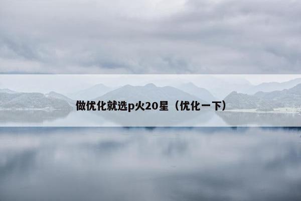 做优化就选p火20星（优化一下）