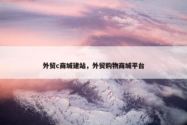 外贸c商城建站，外贸购物商城平台
