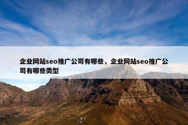 企业网站seo推广公司有哪些，企业网站seo推广公司有哪些类型