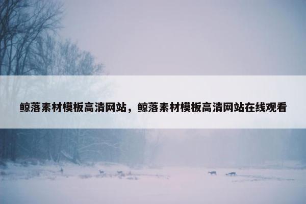 鲸落素材模板高清网站，鲸落素材模板高清网站在线观看