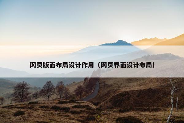 网页版面布局设计作用（网页界面设计布局）