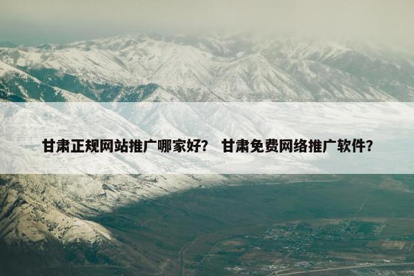 甘肃正规网站推广哪家好？ 甘肃免费网络推广软件？