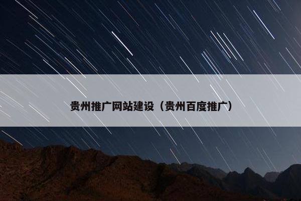 贵州推广网站建设（贵州百度推广）