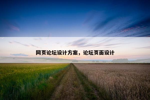 网页论坛设计方案，论坛页面设计