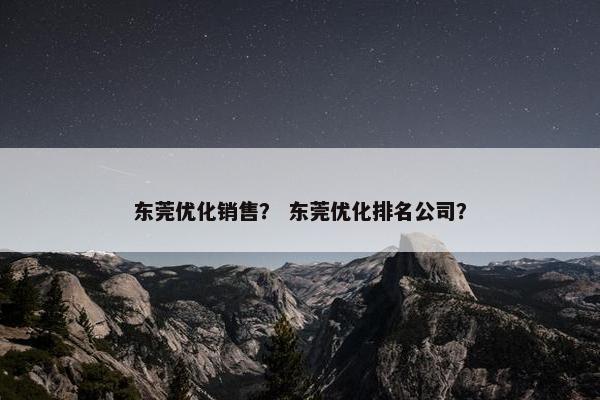 东莞优化销售？ 东莞优化排名公司？
