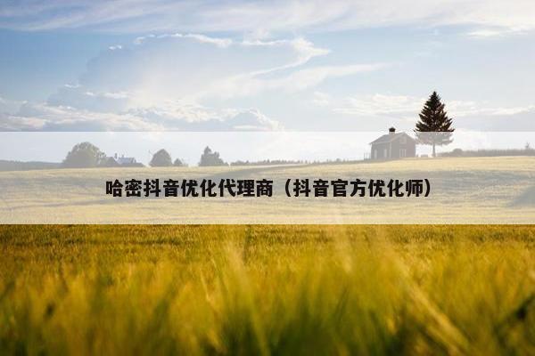 哈密抖音优化代理商（抖音官方优化师）