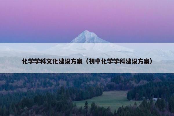 化学学科文化建设方案（初中化学学科建设方案）