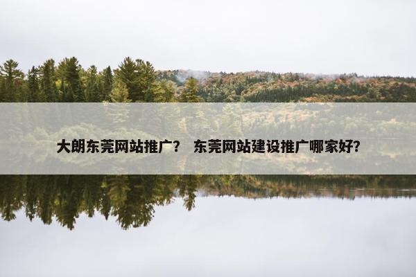 大朗东莞网站推广？ 东莞网站建设推广哪家好？