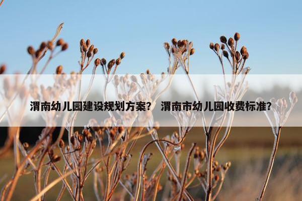 渭南幼儿园建设规划方案？ 渭南市幼儿园收费标准？