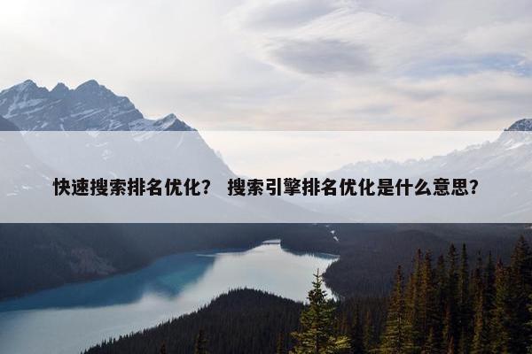 快速搜索排名优化？ 搜索引擎排名优化是什么意思？