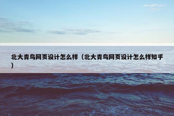 北大青鸟网页设计怎么样（北大青鸟网页设计怎么样知乎）