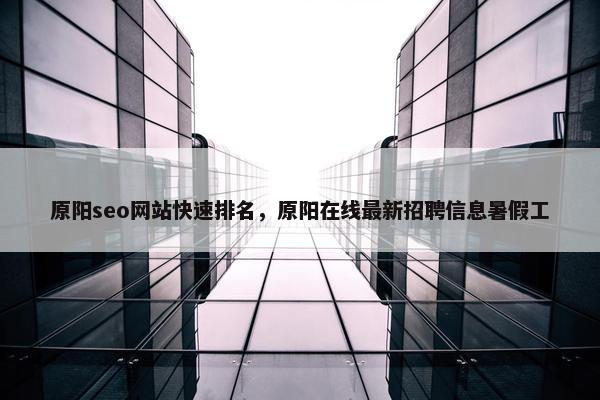 原阳seo网站快速排名，原阳在线最新招聘信息暑假工