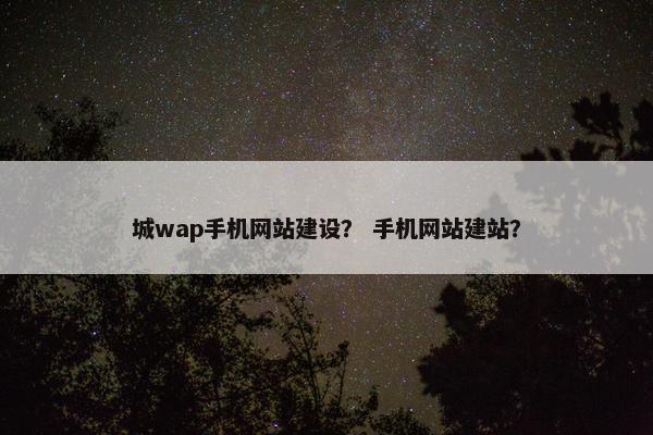 城wap手机网站建设？ 手机网站建站？