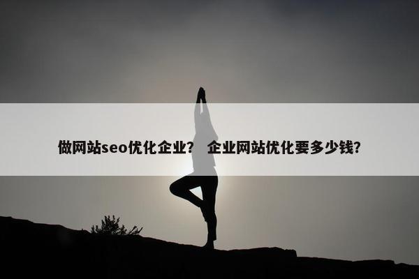 做网站seo优化企业？ 企业网站优化要多少钱？