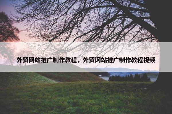 外贸网站推广制作教程，外贸网站推广制作教程视频