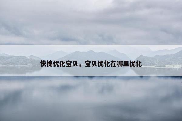 快捷优化宝贝，宝贝优化在哪里优化