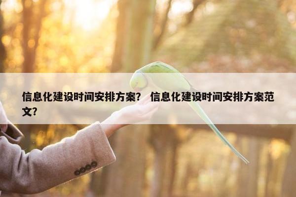 信息化建设时间安排方案？ 信息化建设时间安排方案范文？