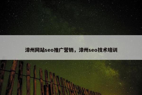 漳州网站seo推广营销，漳州seo技术培训