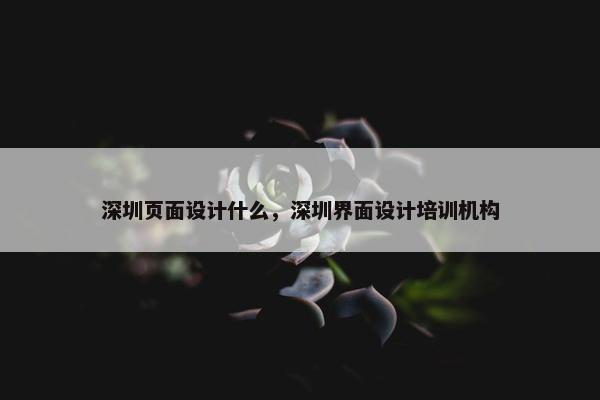 深圳页面设计什么，深圳界面设计培训机构