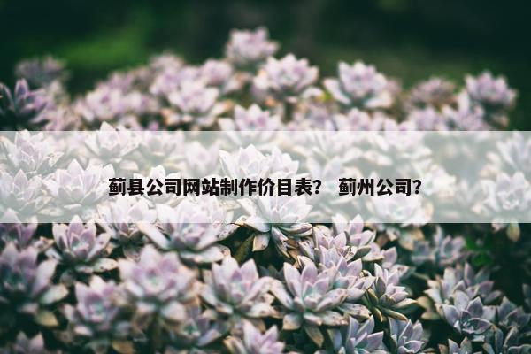 蓟县公司网站制作价目表？ 蓟州公司？