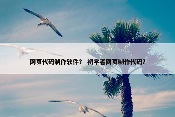 网页代码制作软件？ 初学者网页制作代码？