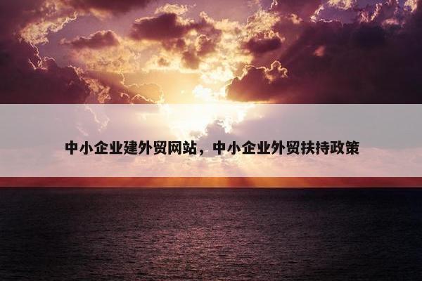 中小企业建外贸网站，中小企业外贸扶持政策