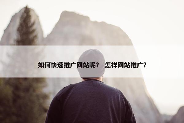 如何快速推广网站呢？ 怎样网站推广？