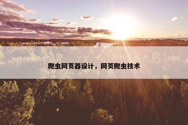 爬虫网页器设计，网页爬虫技术
