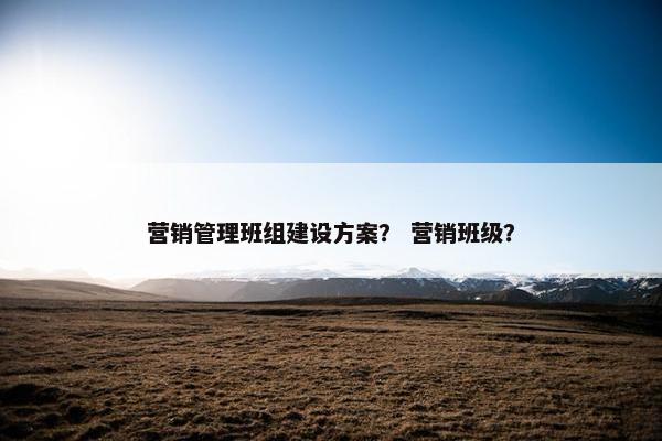 营销管理班组建设方案？ 营销班级？