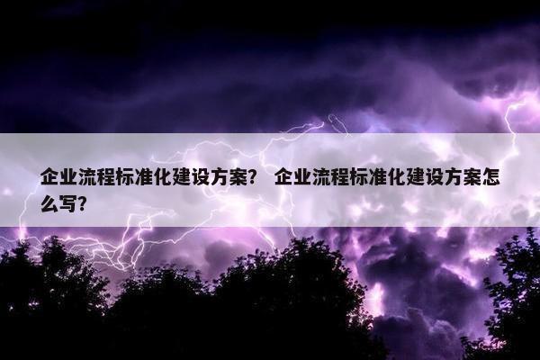 企业流程标准化建设方案？ 企业流程标准化建设方案怎么写？