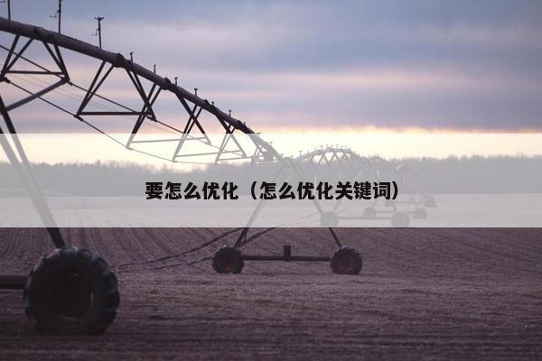 要怎么优化（怎么优化关键词）