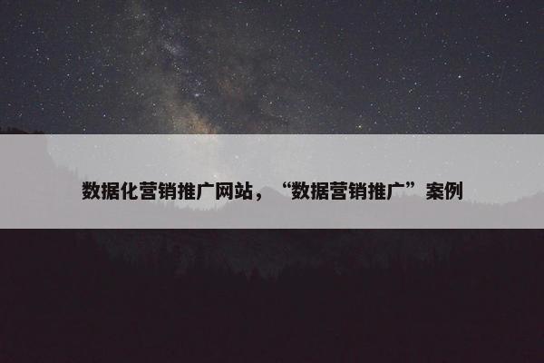 数据化营销推广网站，“数据营销推广”案例
