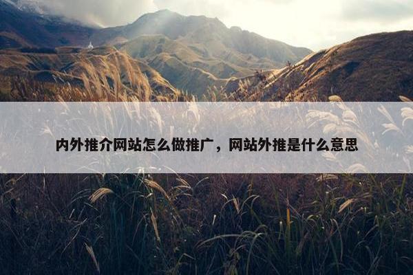 内外推介网站怎么做推广，网站外推是什么意思