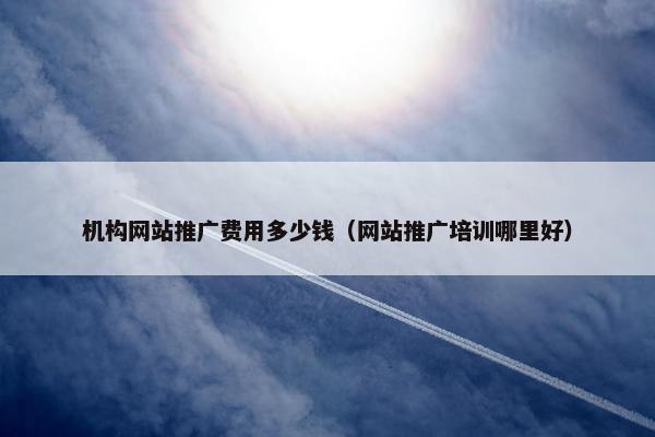 机构网站推广费用多少钱（网站推广培训哪里好）