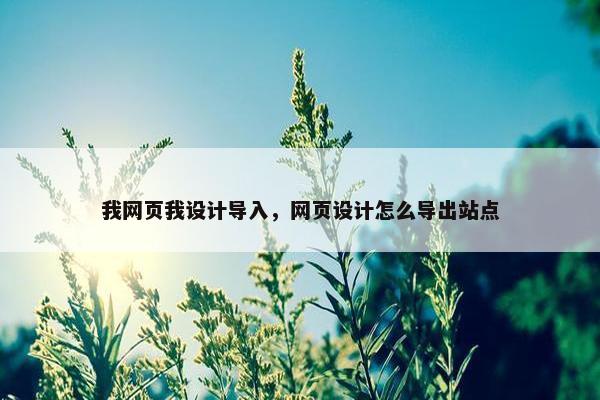 我网页我设计导入，网页设计怎么导出站点