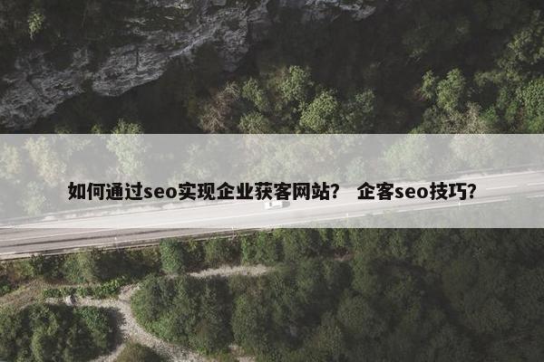 如何通过seo实现企业获客网站？ 企客seo技巧？