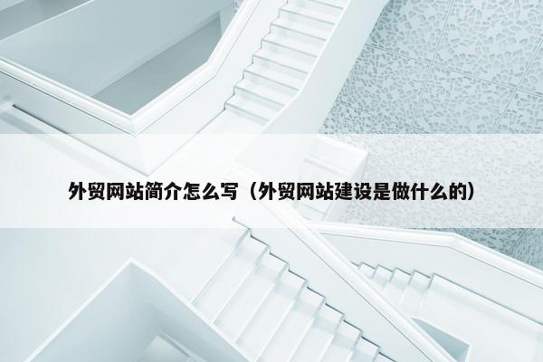 外贸网站简介怎么写（外贸网站建设是做什么的）