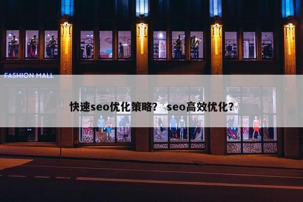 快速seo优化策略？ seo高效优化？