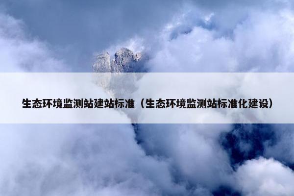 生态环境监测站建站标准（生态环境监测站标准化建设）
