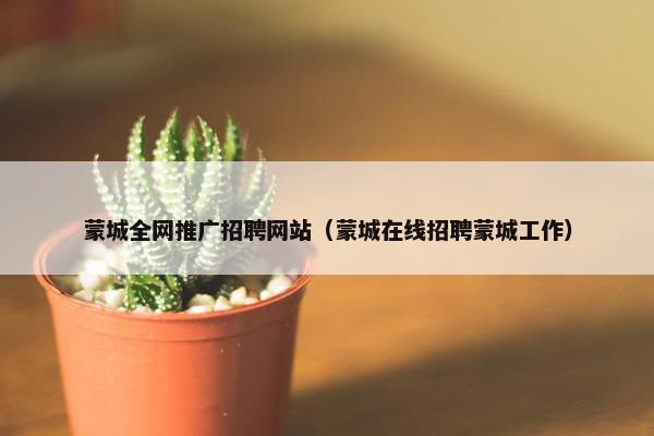 蒙城全网推广招聘网站（蒙城在线招聘蒙城工作）