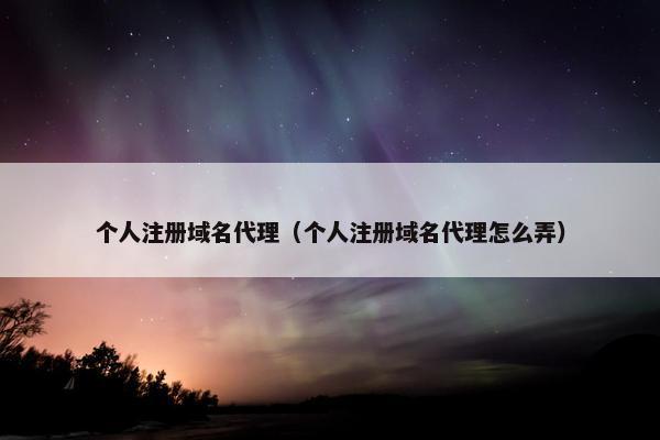 个人注册域名代理（个人注册域名代理怎么弄）