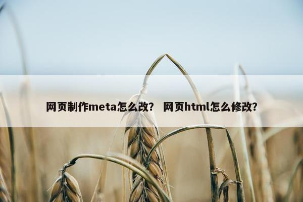 网页制作meta怎么改？ 网页html怎么修改？