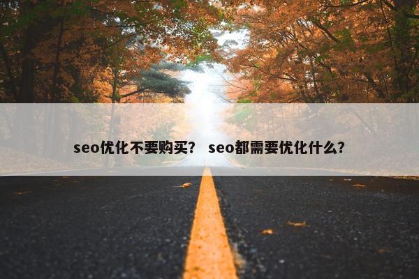 seo优化不要购买？ seo都需要优化什么？