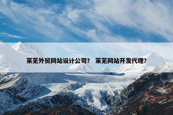 莱芜外贸网站设计公司？ 莱芜网站开发代理？