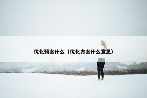 优化预案什么（优化方案什么意思）
