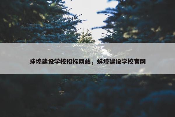 蚌埠建设学校招标网站，蚌埠建设学校官网