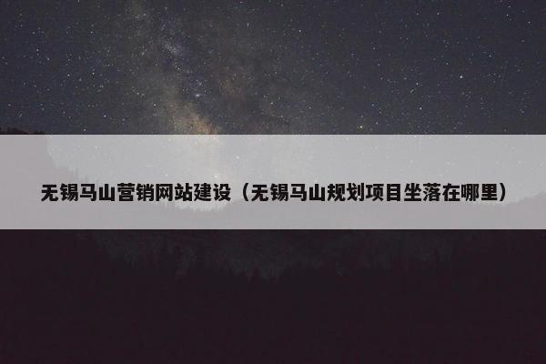 无锡马山营销网站建设（无锡马山规划项目坐落在哪里）
