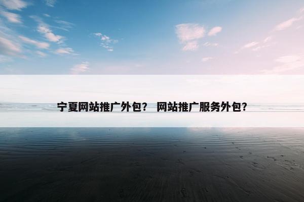 宁夏网站推广外包？ 网站推广服务外包？