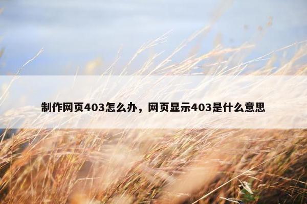 制作网页403怎么办，网页显示403是什么意思